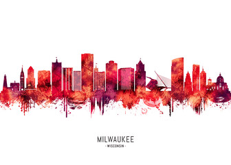 Fototapeta premium Milwaukee Wisconsin Skyline Red