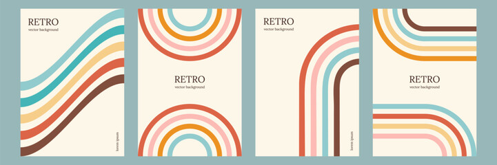 Abstract background set of groovy rainbow