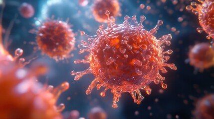 Naklejka premium render of cancerous tumor cells, illustrating the aggressive growth and mutation of malignant cells.