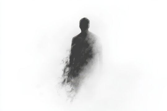 A Fading Silhouette of a Person Disappearing into Smoke