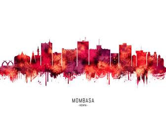 Fototapeta premium Mombasa Kenya Skyline Red