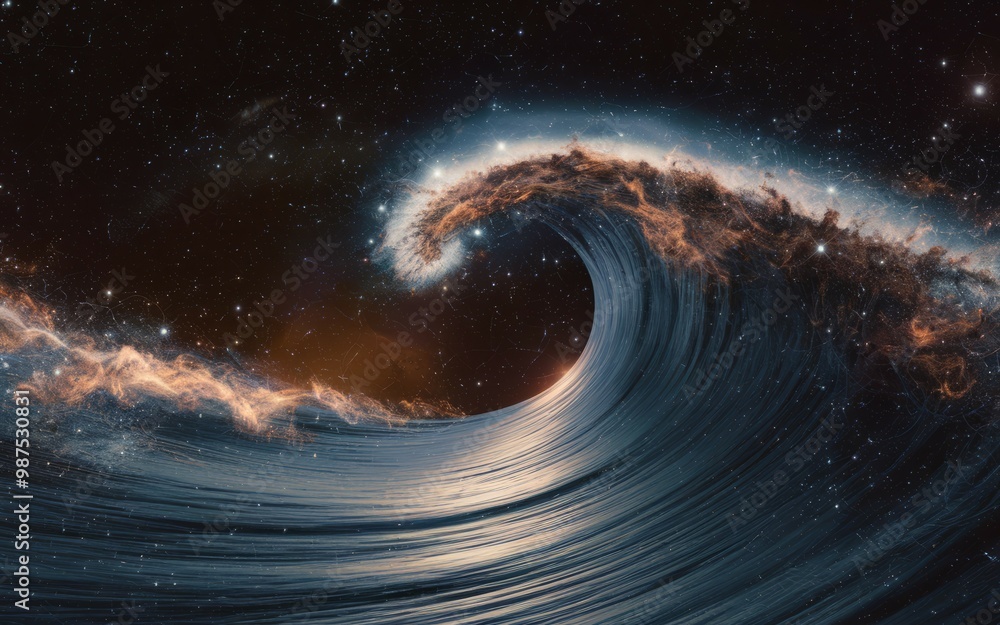 Poster cosmic wave. abstract cosmic wave in deep space, representing the vastness of the universe and the p