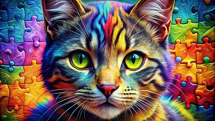 Colorful 2048 Cat Puzzle Game Inspired Design with Playful Feline Graphics and Numbers Background