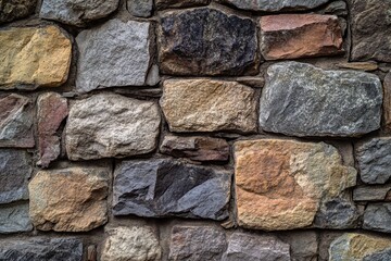 Fototapeta premium Close-up of a Stone Wall with Irregularly Shaped Stones