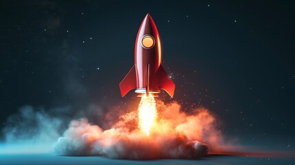 Obraz premium a red rocket with a flame effect on the bottom -
