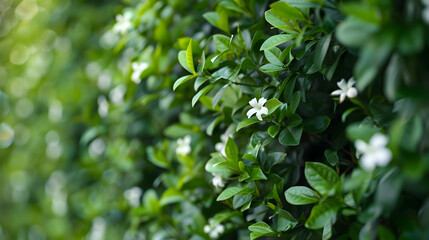 Obraz premium White Flowers and Green Leaves A Close-Up View of Nature's Beauty