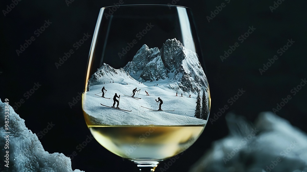 Canvas Prints   A wine glass with a ski photo inserted in it