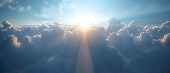 Bright sunlight breaking through the clouds casting a warm glow and radiating a sense of hope renewal and new beginnings  The scene evokes feelings of the promise of a brighter future