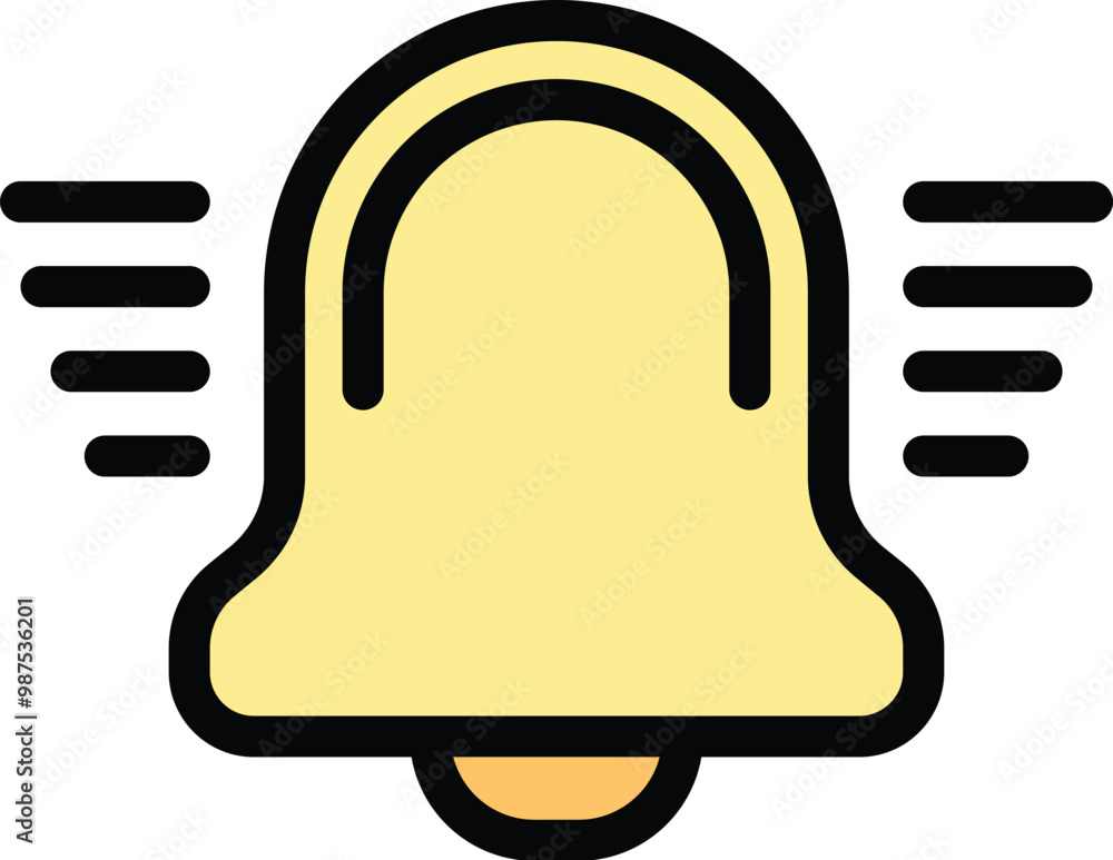 Poster yellow notification bell ringing icon representing a new alert on a website or application