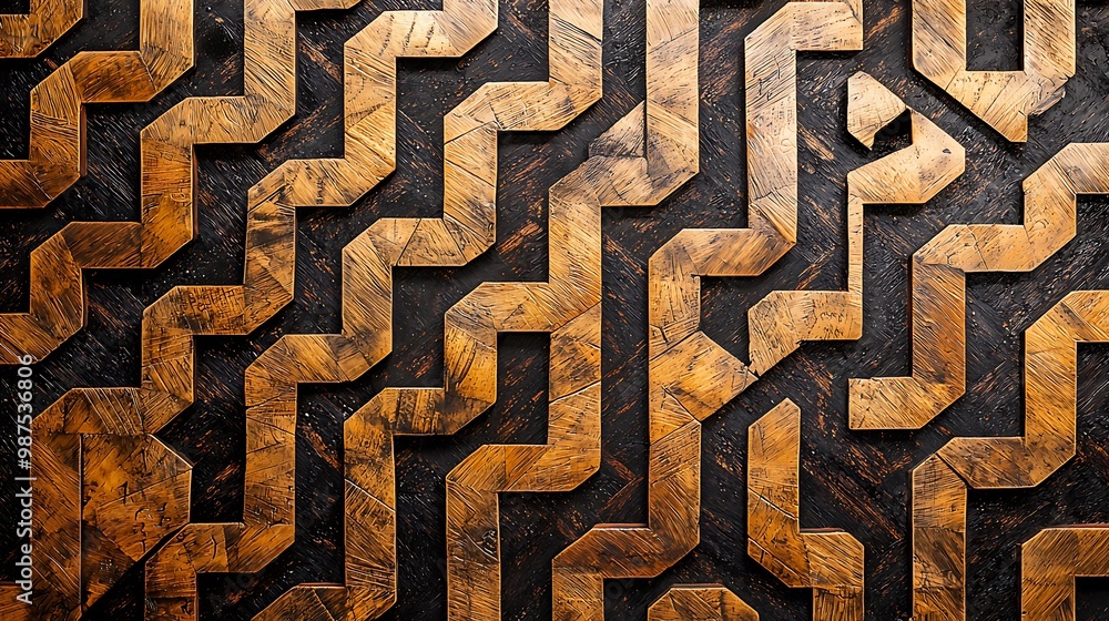 Poster intricate maze of twisting arrows - abstract geometric pattern design