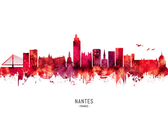 Nantes France Skyline Red