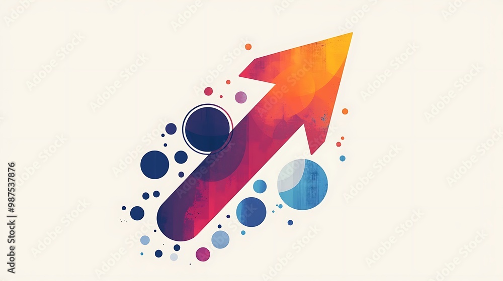 Poster dynamic geometric arrow icon design with fluid curves