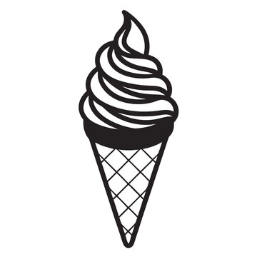 recommend clip art: Ice cream cone line art vector illustration