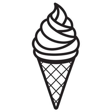 recommend clip art: Ice cream cone line art vector illustration
