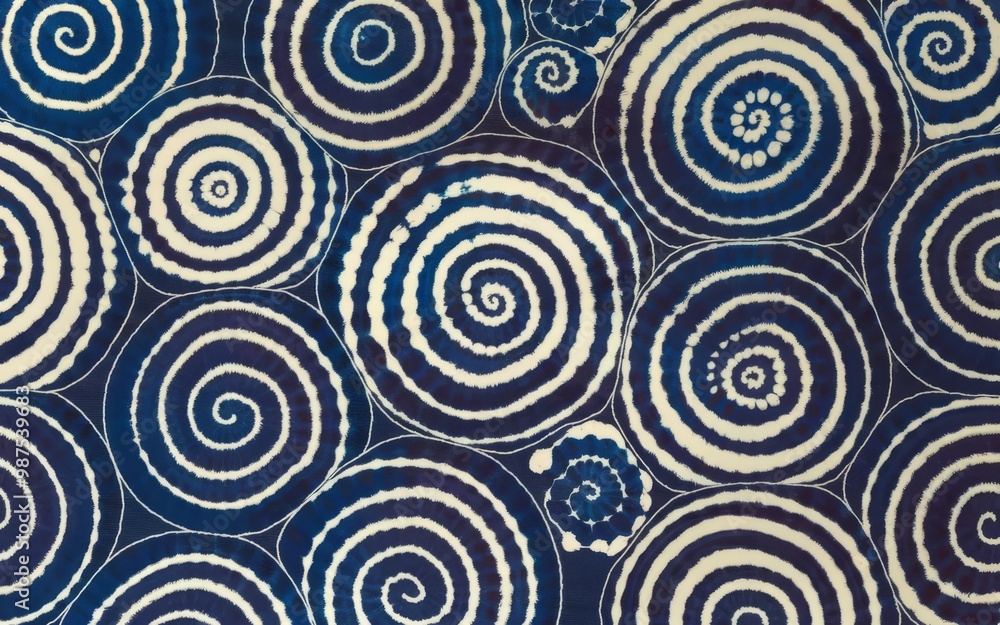 Aufkleber blue white spiral pattern. abstract background with repeating spiral patterns in shades of blue and 