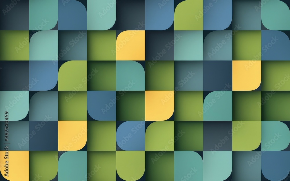 Aufkleber abstract geometric pattern. colorful squares and semi-circles with a 3d effect create an eye-catchin