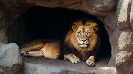Obraz premium A lion in a den.