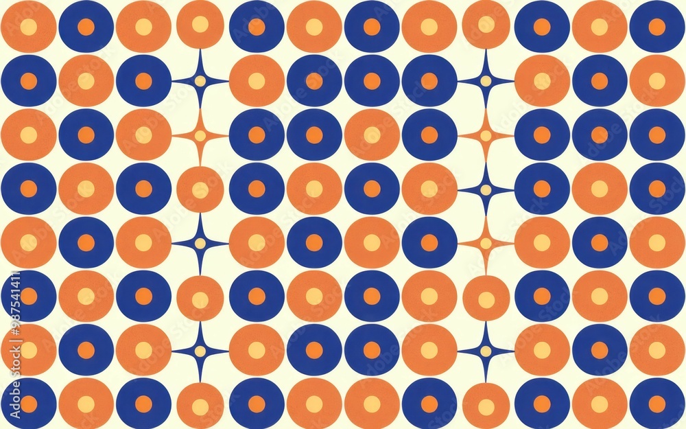 Poster geometric circle pattern. repeating pattern of blue and orange circles with white background. geomet
