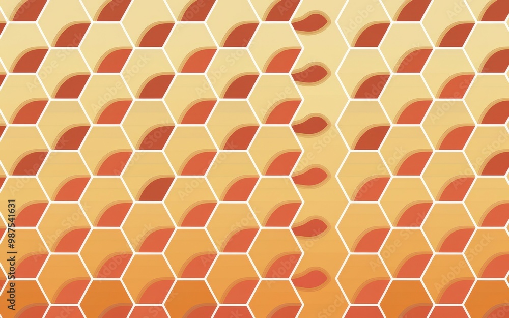 Poster honeycomb pattern. abstract geometric pattern with a honeycomb design, featuring orange and red hues