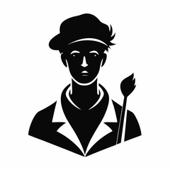 Painter Black Vector silhouette
