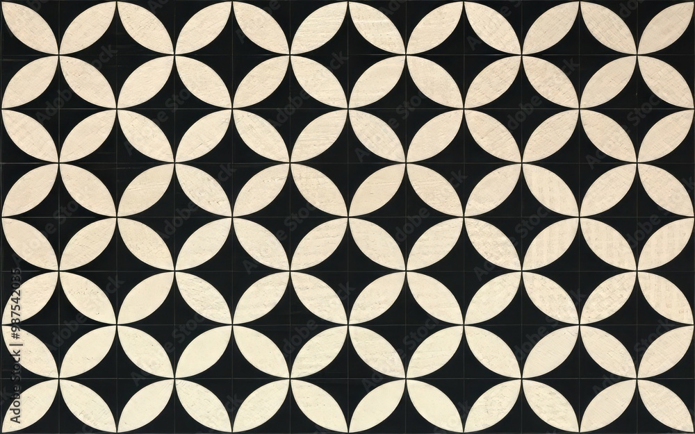 Poster geometric circle pattern. abstract seamless pattern with interlocking circles and diamonds. modern a