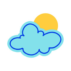 Hand-drawn cloud with sun illustration. Creative sticker symbolizing weather, optimism, and balance. Vector illustration for nature, sunny days, and positive vibes.