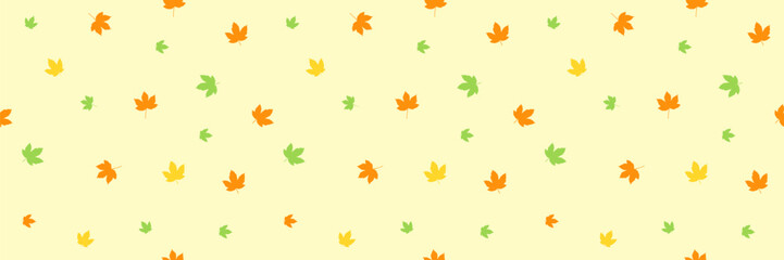 Leaves web banner, seamless pattern decor