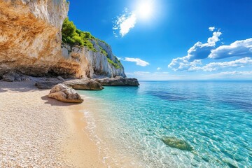 Naklejka premium Sunny pasjaca shore in croatia's summer months