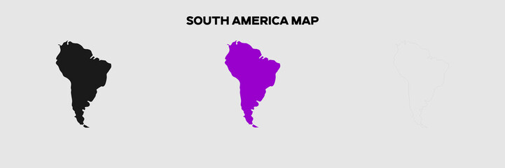 Obraz premium International Map of South America. Pack of the map of South America. Simple, Silhouette and Outlined Map. Editable EPS file.