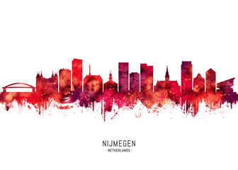 Fototapeta premium Nijmegen Netherlands Skyline Red