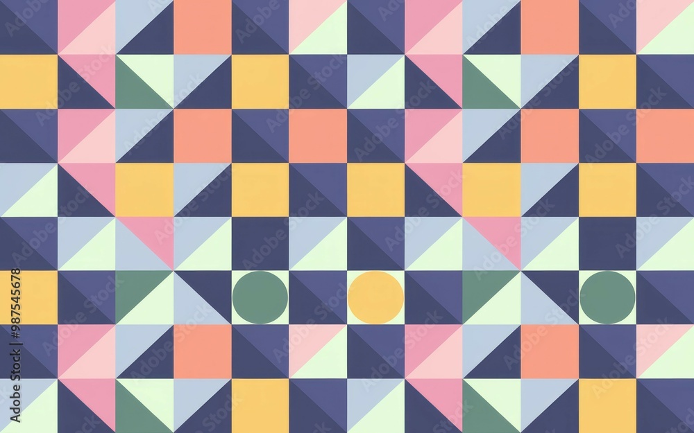 Poster geometric pattern design. colorful geometric pattern background with triangles, squares, and circles