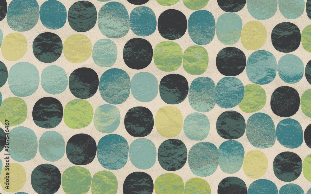 Poster abstract circle pattern. seamless repeating pattern with blue, green, and black circles on a white b