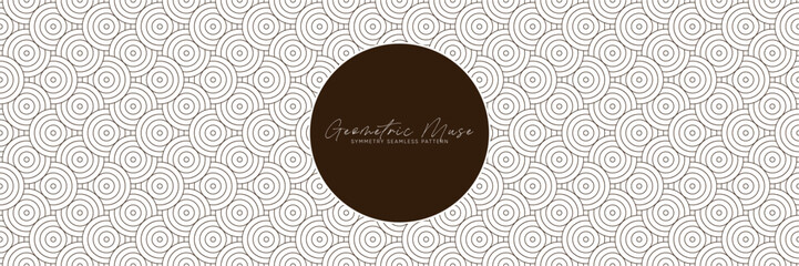 White seamless geometric pattern with concentric circles. Minimalistic abstract vector design for modern backgrounds and elegant decorative motifs.