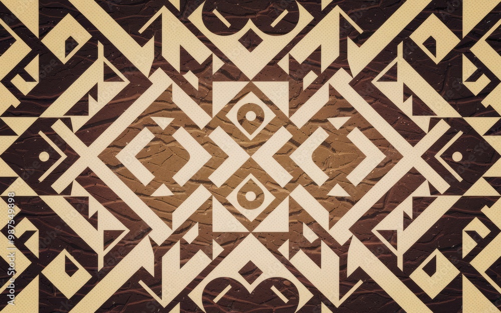 Poster geometric pattern design. abstract geometric pattern with brown and beige colors, creating a stylish