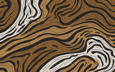 Fototapeta premium Tiger stripe pattern. Abstract tiger stripe pattern in brown, black, and white tones. Perfect for fashion, home decor, or graphic design.