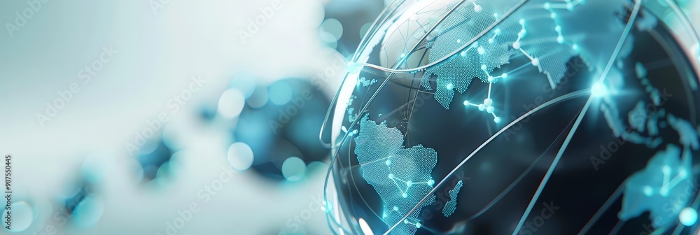 Poster abstract network of globes representing global connectivity
