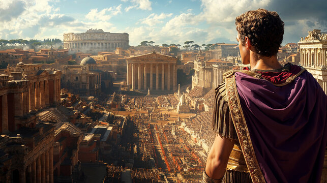 Roman Emperor Julius Caesar Augustus in The Ancient City of Rome