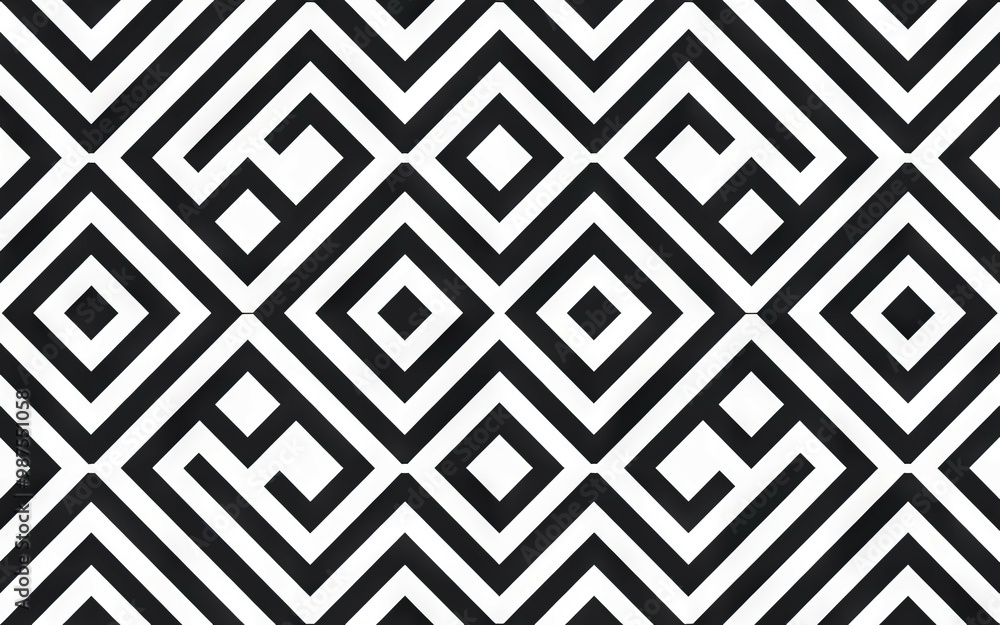 Aufkleber geometric black white pattern. seamless black and white pattern. abstract geometric design with squa