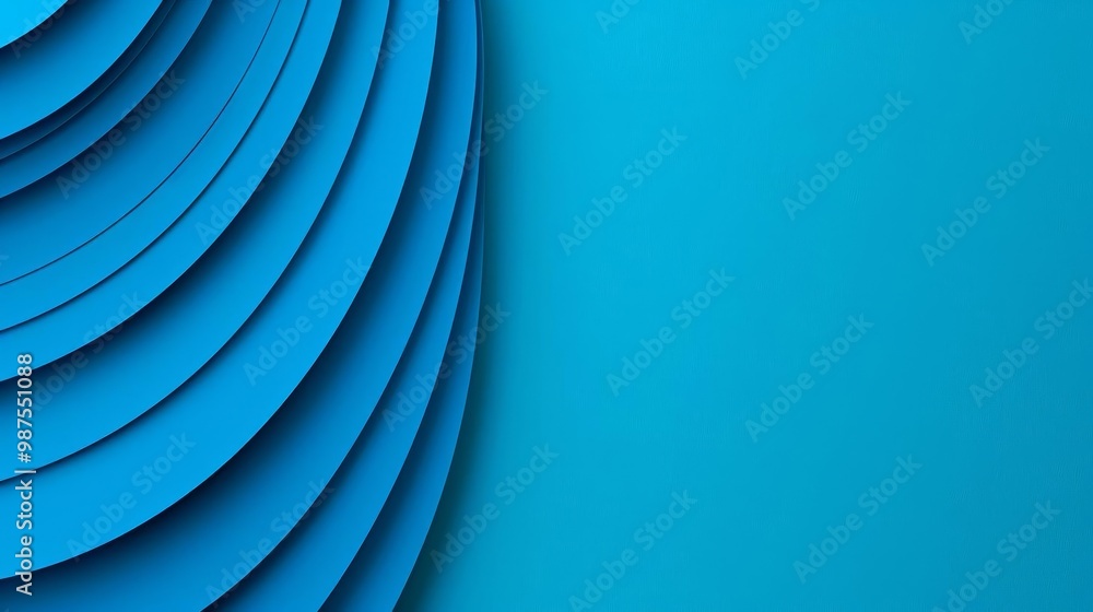Poster abstract blue paper background with layered circular shapes.