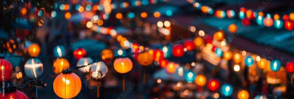 Poster abstract bokeh background with colorful lights.