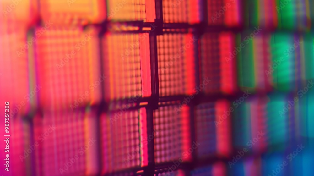 Poster abstract close-up of colorful grid pattern