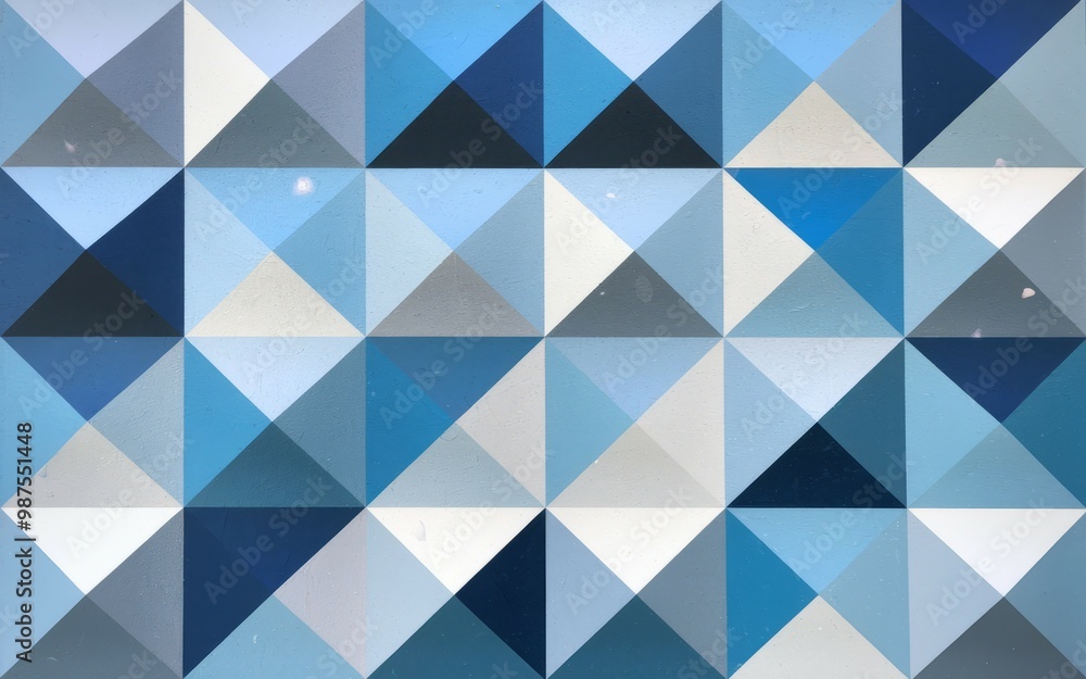 Poster blue geometric pattern. abstract geometric pattern with blue, gray and white triangles. ideal for mo