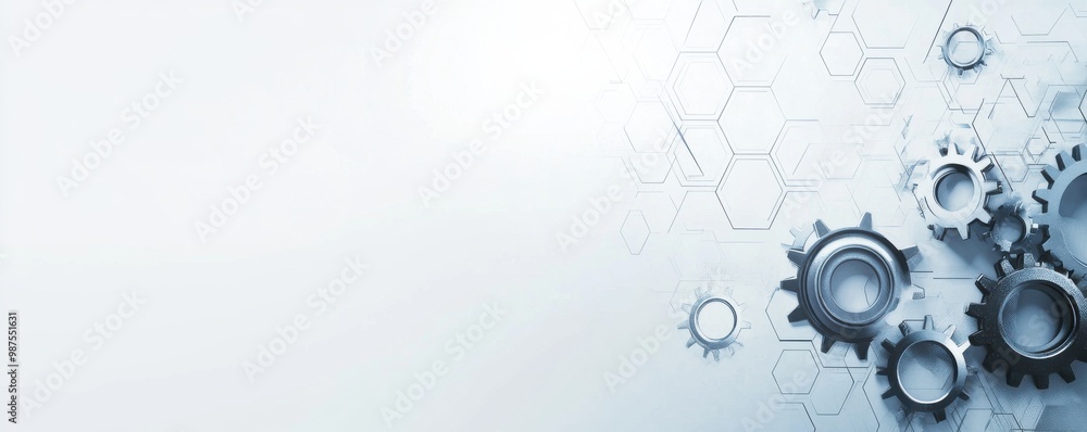 Aufkleber futuristic digital gears background with hexagonal elements for technology and innovation presentati