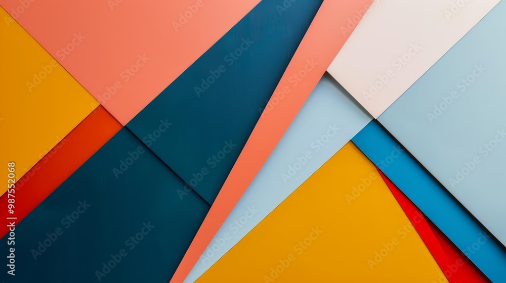 Poster abstract geometric background with colorful shapes and lines.