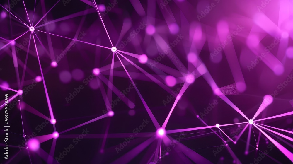Aufkleber abstract purple network with glowing lines and dots, representing connections and data flow.