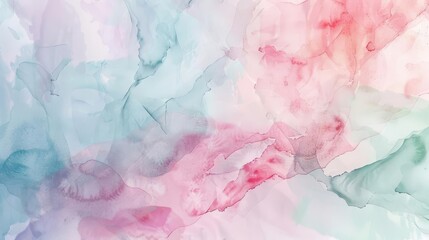 Abstract watercolor background with pink, blue and green colors.