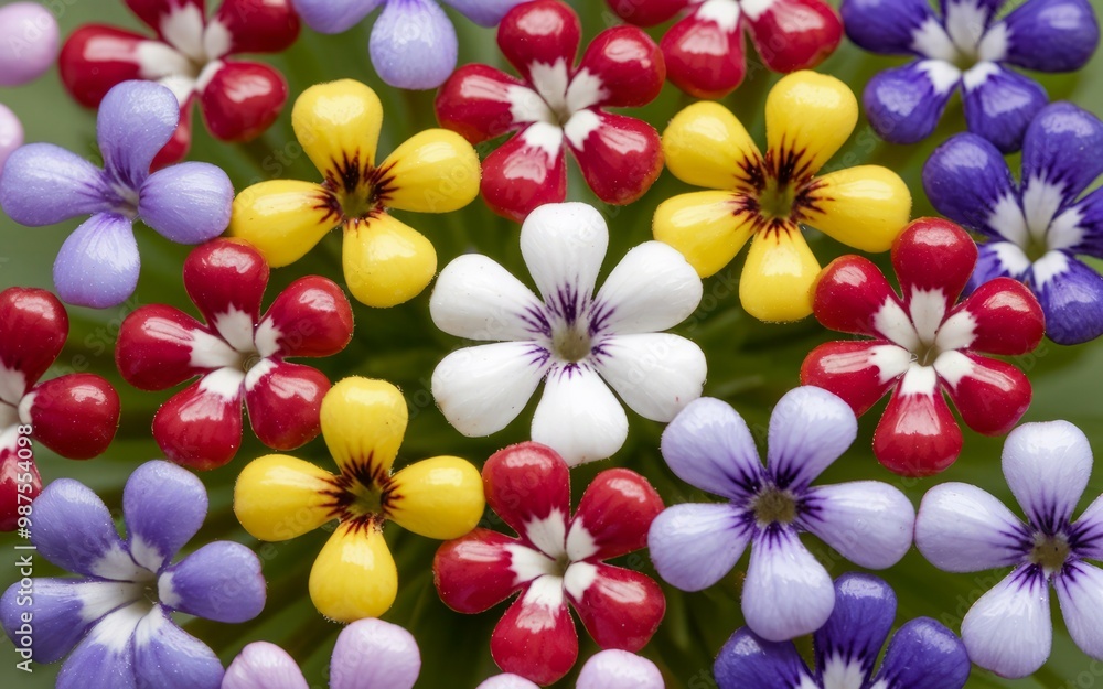 Poster colorful flower pattern. close-up of colorful flowers arranged in a circular pattern, highlighting t