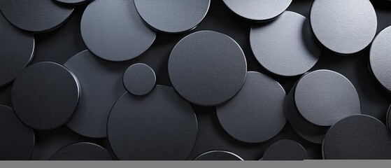 A close-up of overlapping black circular shapes creating a textured background.