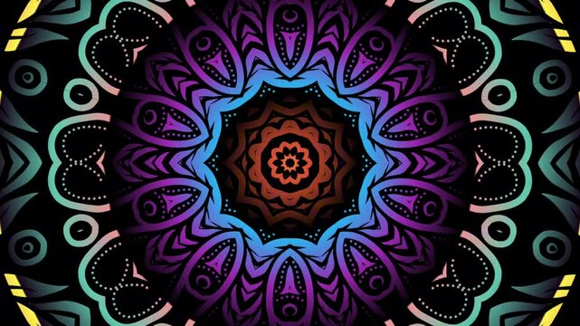 Luxurious caleidoscope colourful flowers line art motion graphics for aesthetic intro commercial ads 
