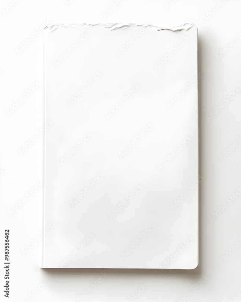 Poster crisp white notepad with sharp edges against clean backdrop conveying modern office aesthetic